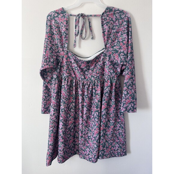 Asos Design Square Neck Floral Baby Doll Dress Size 14 - Picture 4 of 4
